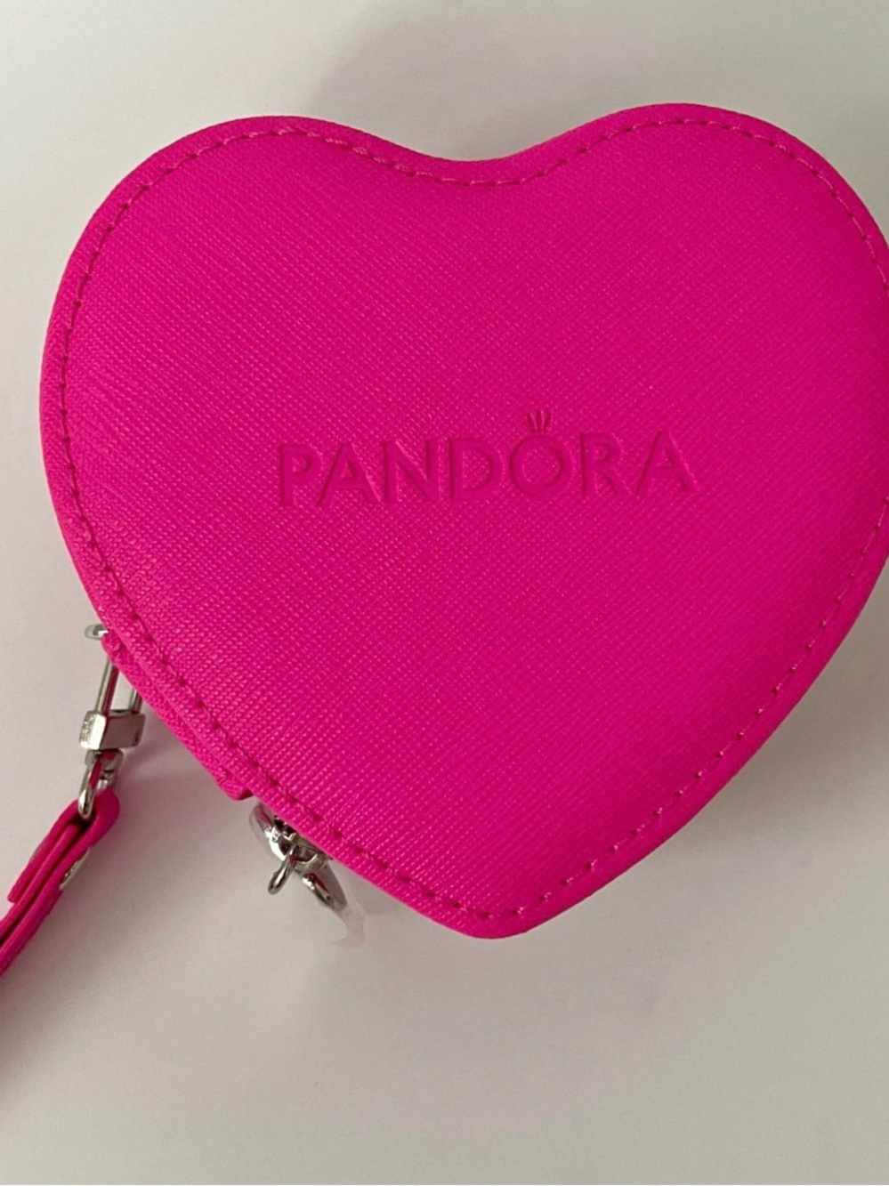 PANDORA Heart-Shaped Pink Zip Jewelry Case